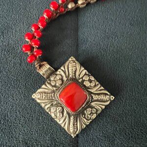 Unexpected!  RED CORAL and silver necklace!